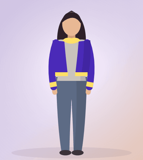 A generated try-on of the bomber jacket on the saved body template